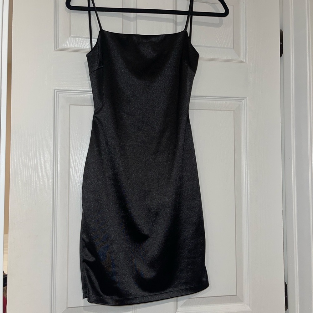 Black Open back body con dress